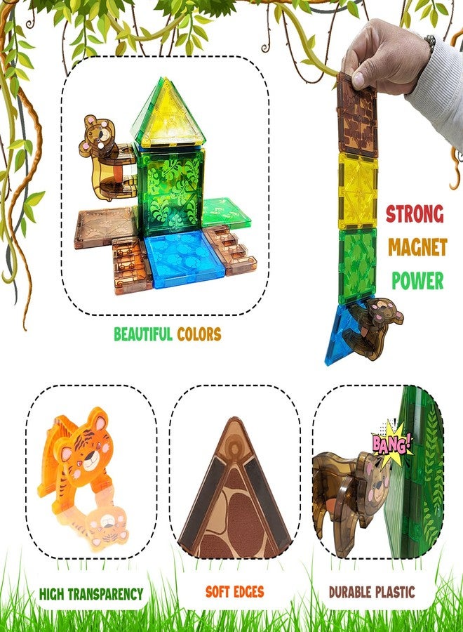 KIPA GAMING 27 Pcs. Jungle Animals Magnetic Construction BlocksSet Magnet Blocks Building Toy for STEM Learning, Safari & Forest Theme, 3D Assembly Structure - Preschool STEM Toy for Kids Ages 3+ - Image 4