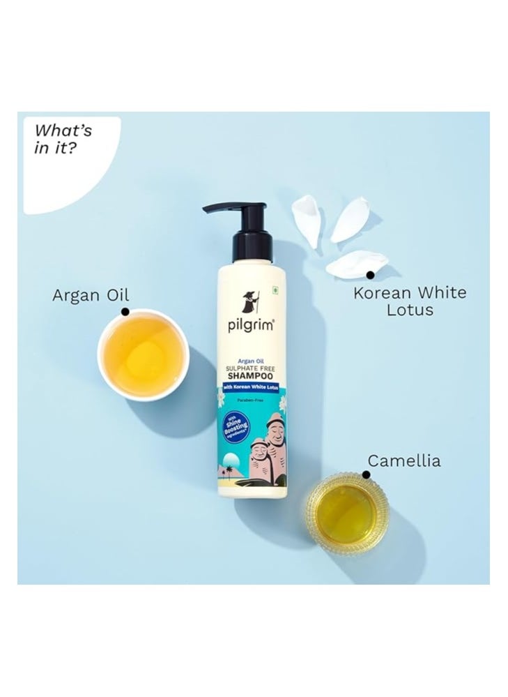 PILGRIM - Mild Sulphate Free Shampoo (Argan Oil) For Dry Frizzy Hair, Men and Women, No Sulphate No Paraben, 200ml - Image 1