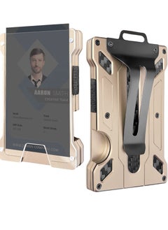 Bukela Wallet For Men Slim Aluminum Metal Money Clip with Transparent Work RFID Metal Wallet Work ID Card Holder Business Card Holder with Clear Window ID Badge Clip Cash Card Slim Minimalist Wallet  - Image 1