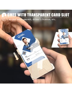 Bukela Wallet For Men Slim Aluminum Metal Money Clip with Transparent Work RFID Metal Wallet Work ID Card Holder Business Card Holder with Clear Window ID Badge Clip Cash Card Slim Minimalist Wallet  - Image 2