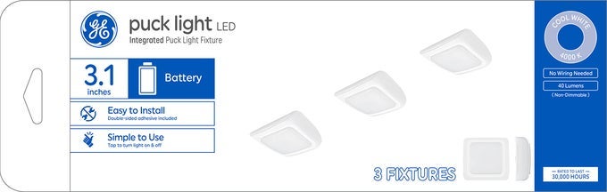 LED PUCK LIGHT BATTERYPOWERED COOL WHITE 31 INCHES 3 PACK