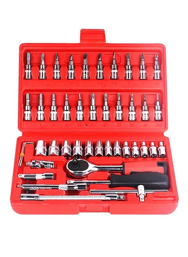 Denx 46-Piece Compact And Convenient Quick Ratchet Sleeve Auto Repair Tool Set - Image 1