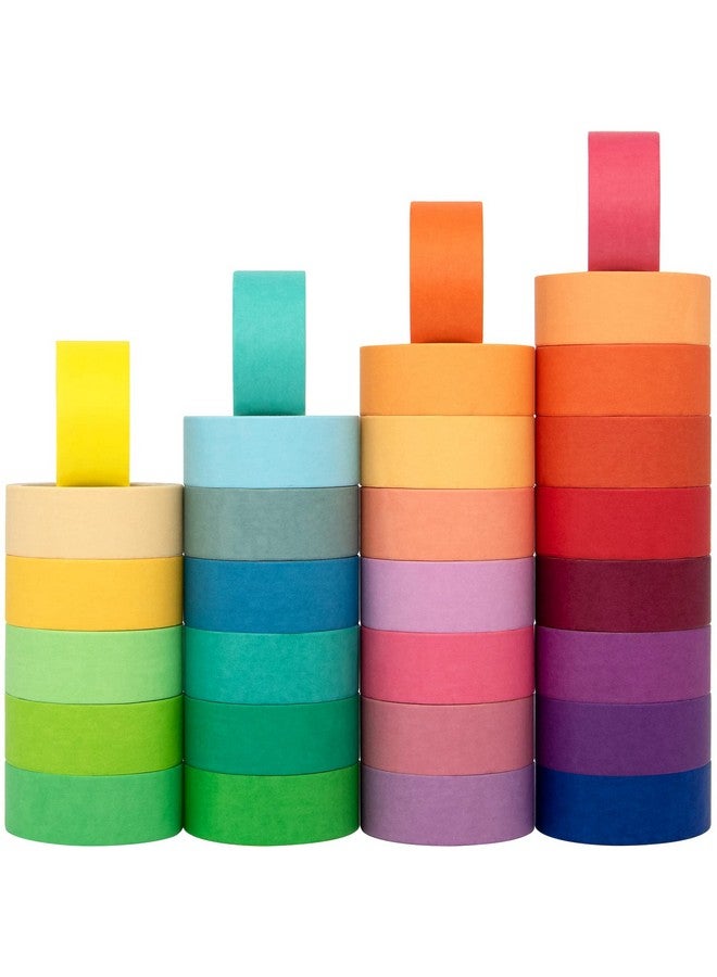 LEOTER 30 Rolls Washi Masking Tape Set 15Mm Wide Colorful Rainbow Decorative Writable Craft Tape For Diy Scrapbook Designs - Image 1