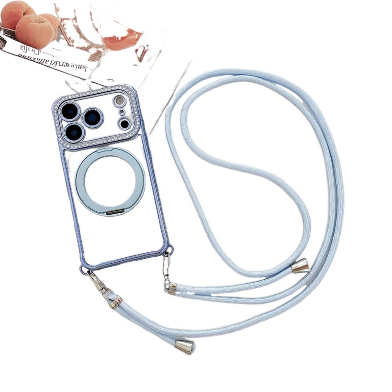 BB غطاء MagSafe بAcrylic لـ iPhone 15 / 15 Plus / 15 Pro / 15 Pro Max مع حماية من السقوط وحامل قائم مع مقاوم للصدمات مع مغناطيس قوي مع حامل دوار قابل للطي باللون وردي مغناطيسي بوظيفة. - Image 3