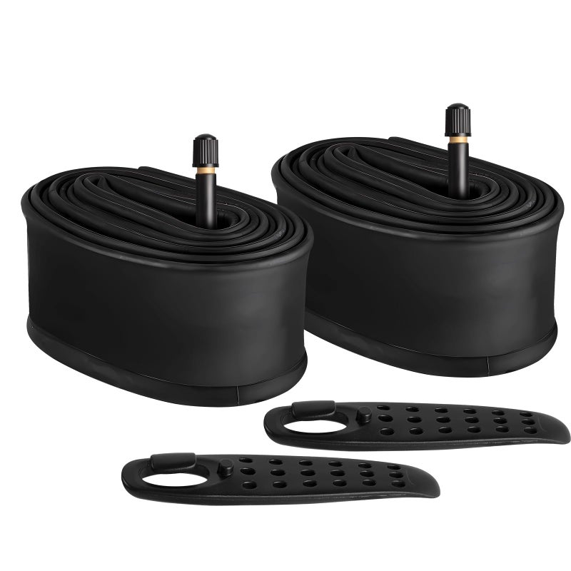 FANSPRO 2 Pack of 26 Inch Bike Tube 26x2.125 26x2.20 26x2.25 26x2.30 26x2.35 26x2.40 Heavy Duty Bicycle Tube with 2 Tire Levers, 48mm Schrader Valve Premium Quality Butyl Inner Tube - Image 3