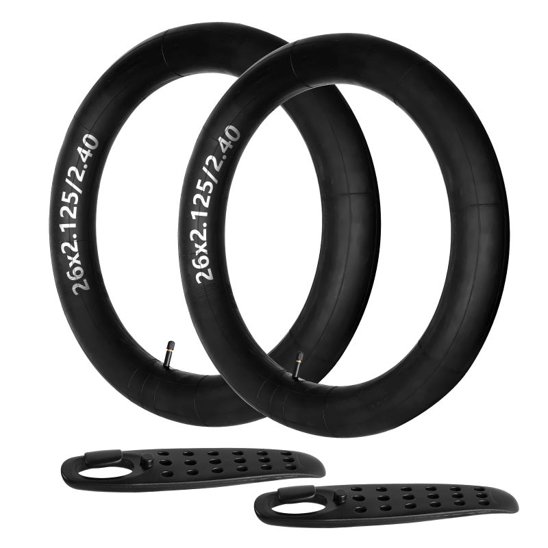 FANSPRO 2 Pack of 26 Inch Bike Tube 26x2.125 26x2.20 26x2.25 26x2.30 26x2.35 26x2.40 Heavy Duty Bicycle Tube with 2 Tire Levers, 48mm Schrader Valve Premium Quality Butyl Inner Tube - Image 2