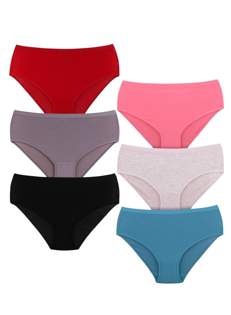 Karma Pack of 6 Cotton Plain Color Brief Panties Underwear for Women - Image 1