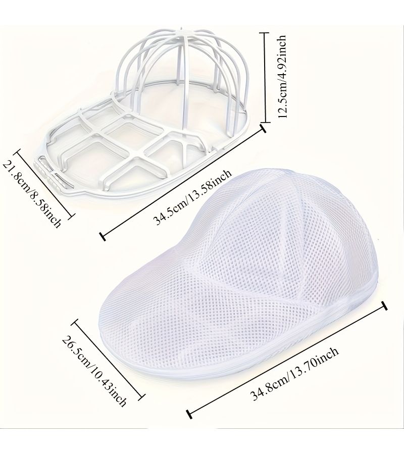White 1 Pack Hat Washer Cage For Washing Machine Baseball Cap Mesh Bag Laundry Cleaner Protector - Image 3