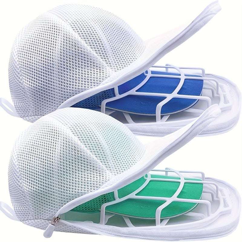 White 1 Pack Hat Washer Cage For Washing Machine Baseball Cap Mesh Bag Laundry Cleaner Protector - Image 1