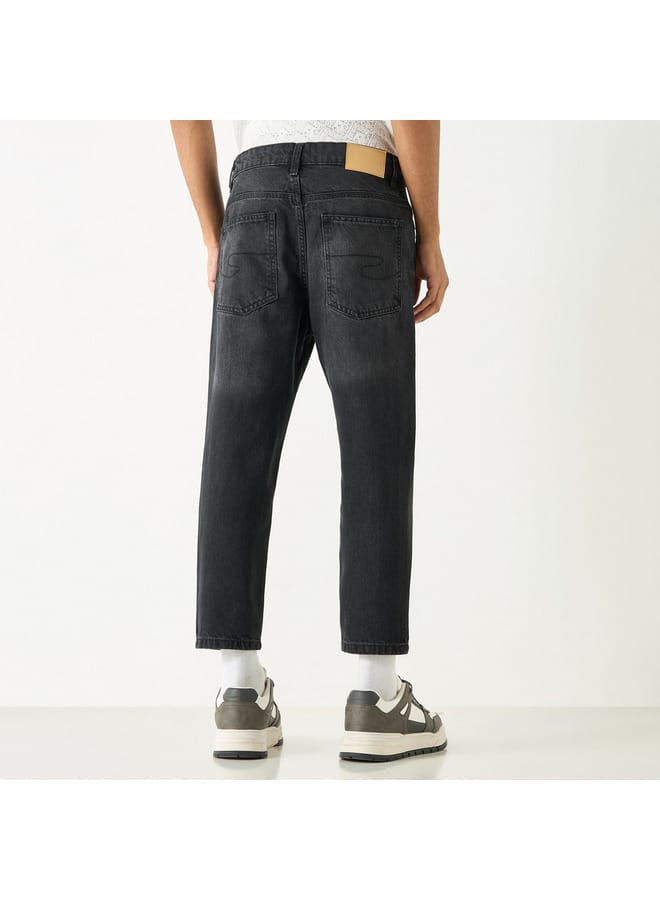 Lee Cooper Lee Cooper Solid Relaxed Fit Jeans with Button Closure - Image 3