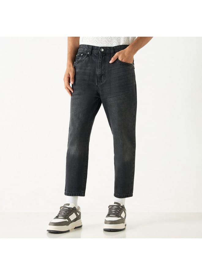 Lee Cooper Lee Cooper Solid Relaxed Fit Jeans with Button Closure - Image 1