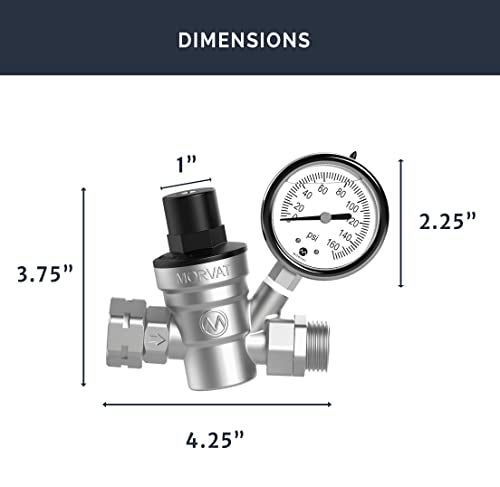 Morvat Premium Lead-Free Nickel Plated Brass RV Water Pressure Regulator Adjustable Valve with Oil Filled Gauge for Camper, Includes Screwdriver, Roll Of Teflon Tape & 2 Extra Rubber Washers - Image 5