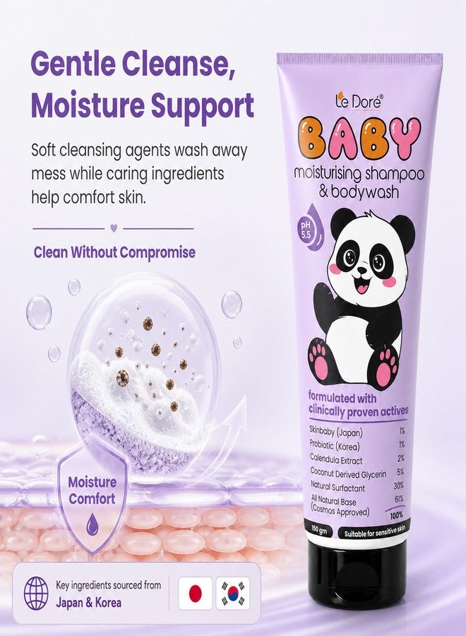 Le Dore Baby Moisturising Shampoo & Body Wash | Suitable For Baby’s Delicate Skin | With Japanese & Korean Ingredients | Tear-Free, Hypoallergenic, Sulfate & Paraben-Free | COSMOS Approved | 150g - Image 3