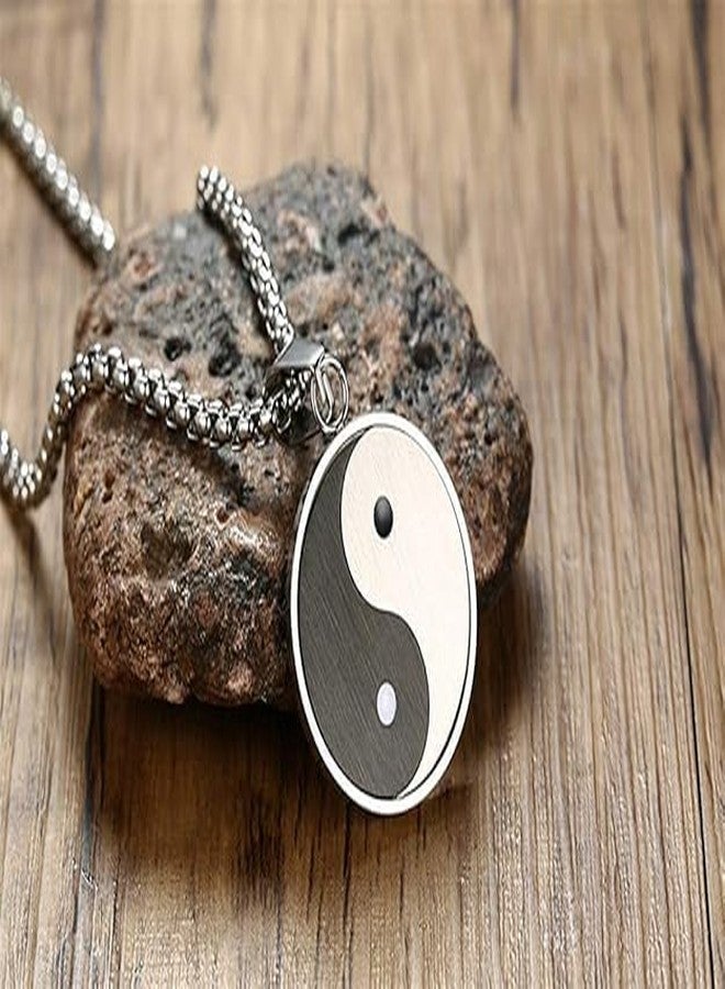 Ervio Yin Yang Pendant for Men & Women | Taoism Tai Chi Feng Shui Symbol Locket with Chain | Unisex Fashion Necklace for Good Luck, Energy & Prosperity - Image 3