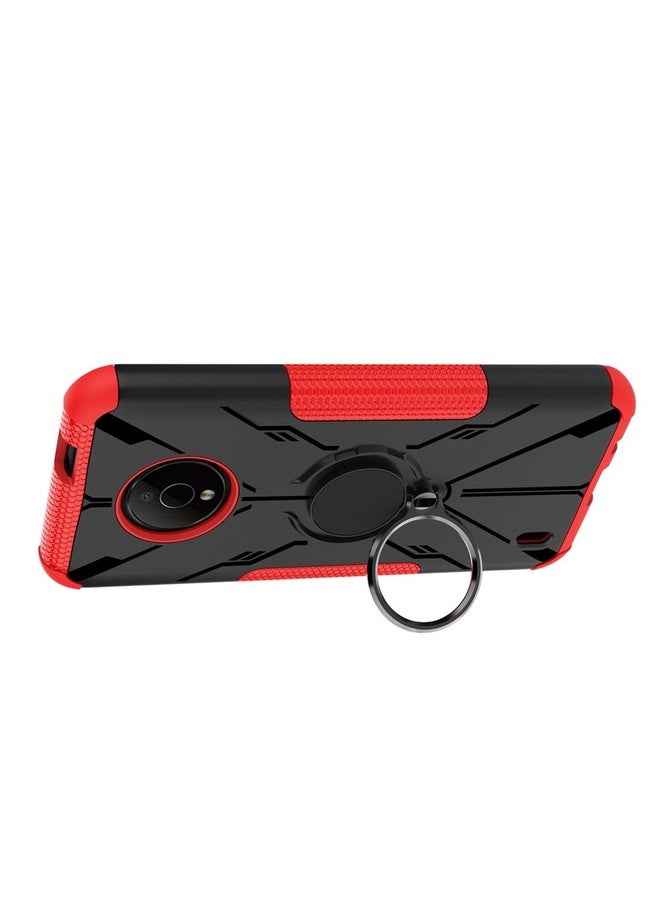 Case Cover For Nokia C200 Armor Bear Shockproof PC + TPU Phone Case with Ring Holder(Rose Red)