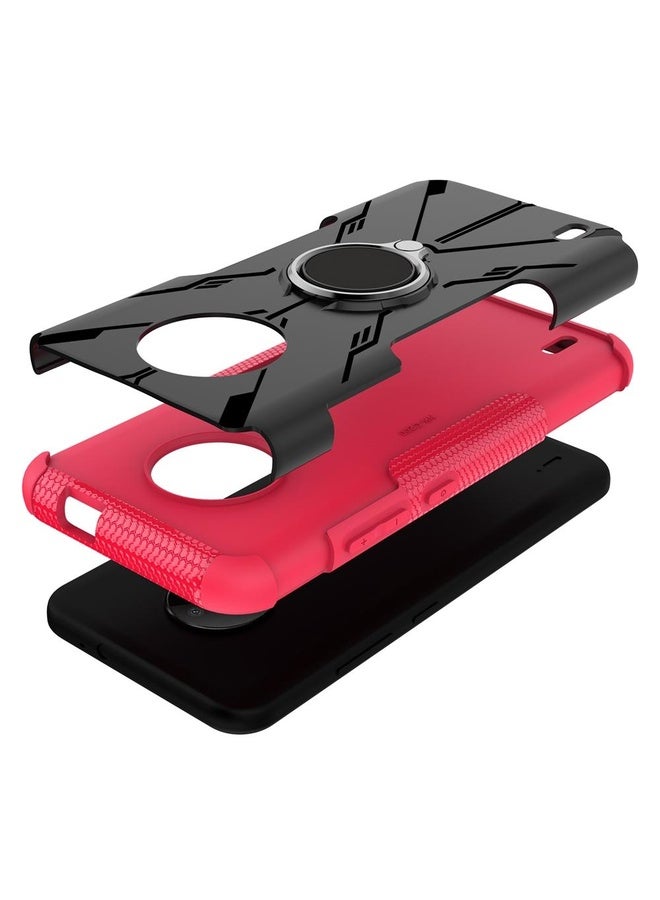 Case Cover For Nokia C200 Armor Bear Shockproof PC + TPU Phone Case with Ring Holder(Rose Red)