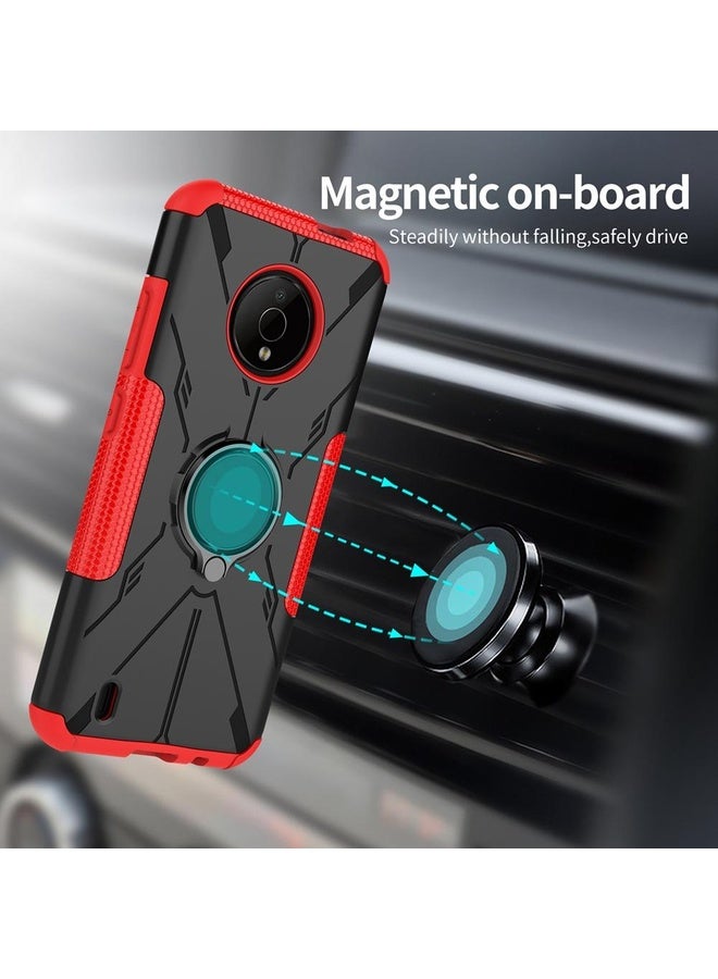 Case Cover For Nokia C200 Armor Bear Shockproof PC + TPU Phone Case with Ring Holder(Rose Red)