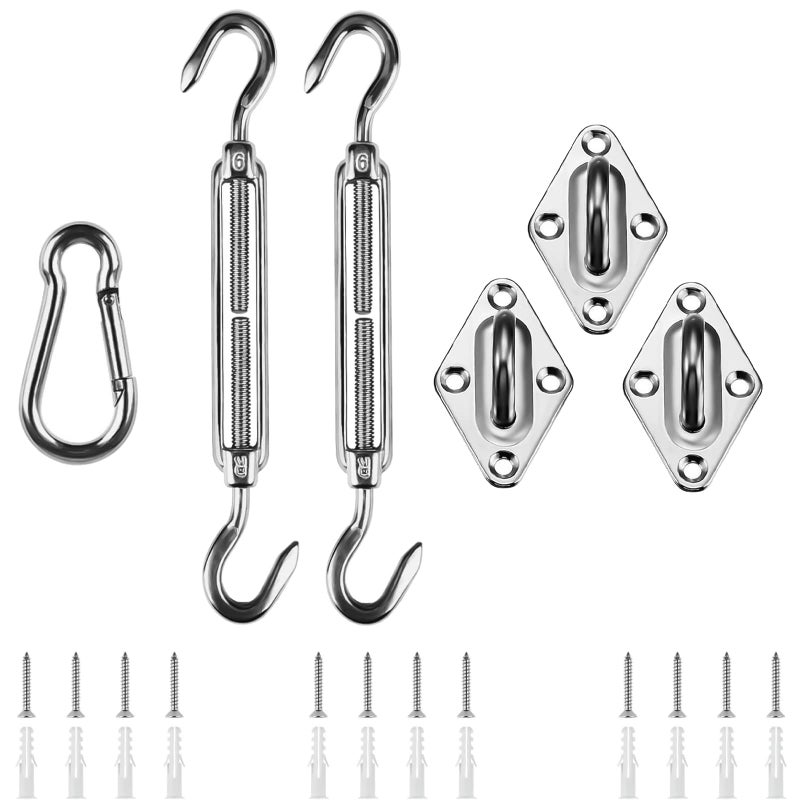 HOMPER HOMPER Shade Sail Hardware Kit, Stainless Steel Sun Shade Hardware Kit Rectangle 6 inch, Heavy Duty Sun Shade Sail  - Image 1