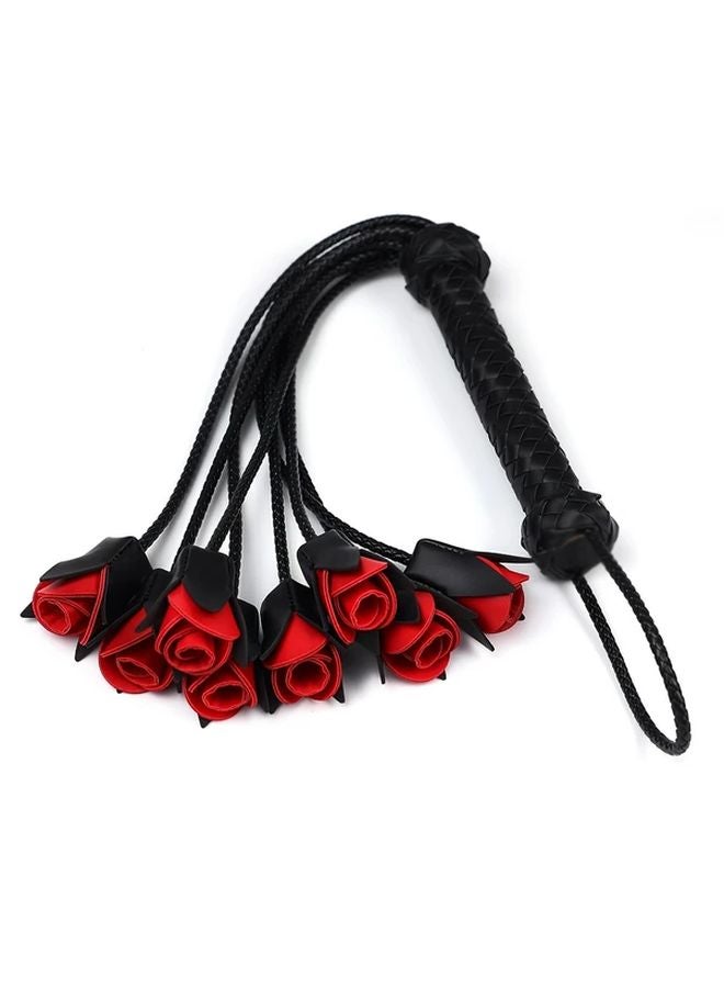 Blue Hand Woven Rose Petal Faux Leather Riding Crop for Equestrian Training - Image 4