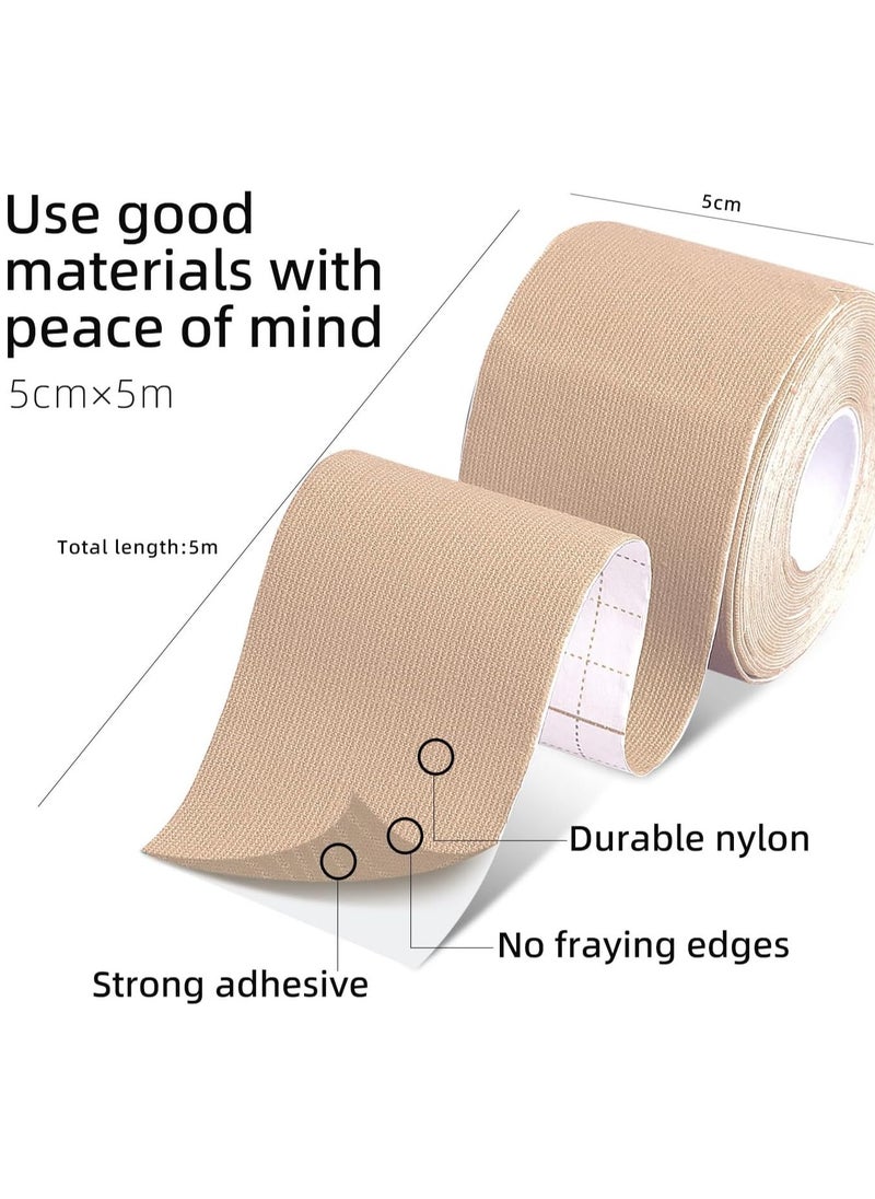 FLYROAD Kinesiology Tape, 1 roll of 5 meters of breathable cotton sports tape for ankle, knee pain, elbow and shoulder muscles, (Skin)  - Image 3