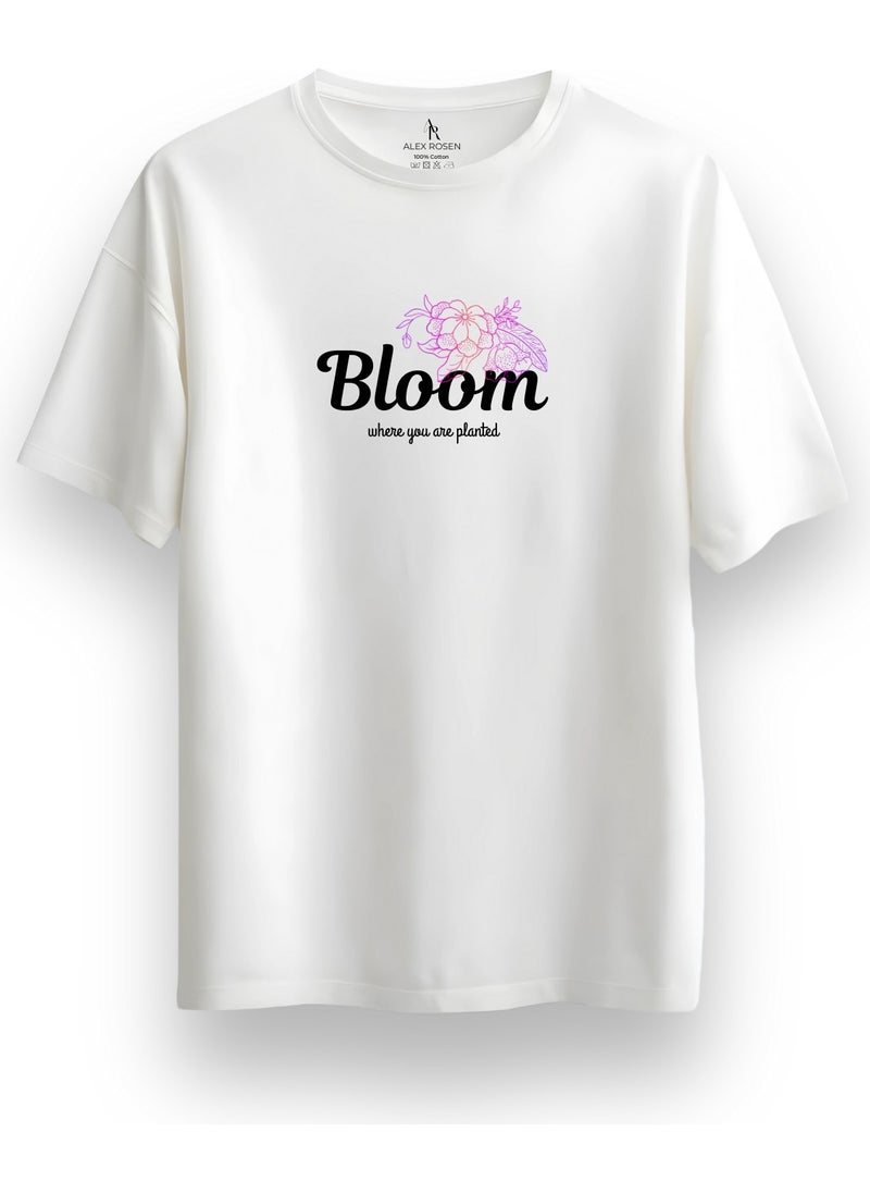 Alex Rosen Oversize Crew Neck Printed Short Sleeve White T-Shirt  - Image 1