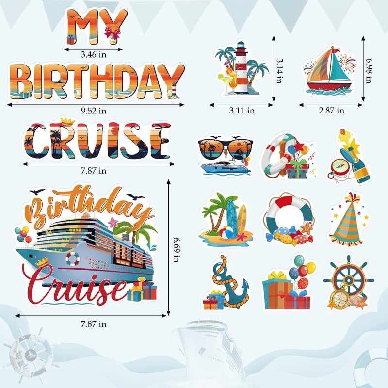 Dazoratix Birthday Cruise Door Decorations - 15 Pcs Retro Ship Cabin Anchor Magnetic Funny Sea Navigation Magnets Stickers Stateroom Refrigerator Decals for Summer Carnival Party Accessories Car Decor - Image 2