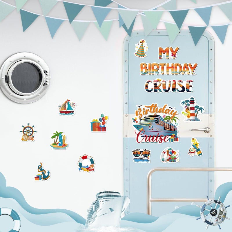 Dazoratix Birthday Cruise Door Decorations - 15 Pcs Retro Ship Cabin Anchor Magnetic Funny Sea Navigation Magnets Stickers Stateroom Refrigerator Decals for Summer Carnival Party Accessories Car Decor - Image 5