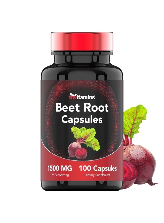 tnvitamins Beet Root Capsules 1500 Mg - 100 Capsules | Beet Root Powder Extract Capsules | Non-GMO & Gluten-Free | Produced in The USA | TNVitamins - Image 1