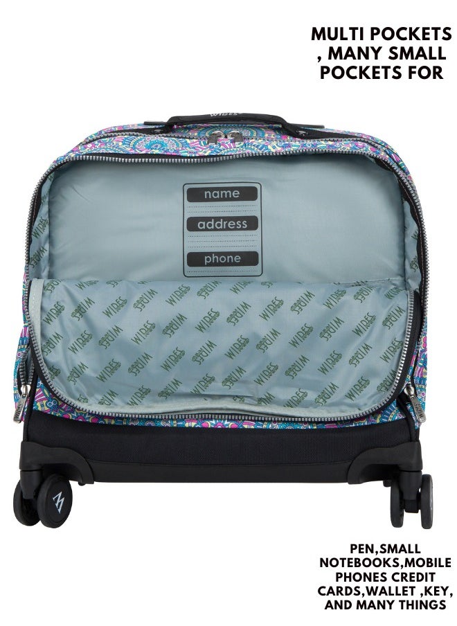 Wires 3 Piece Kids School Trolley Bag laptop compartment 8 Wheels With Lunch bag & Pencil Case  - Image 3