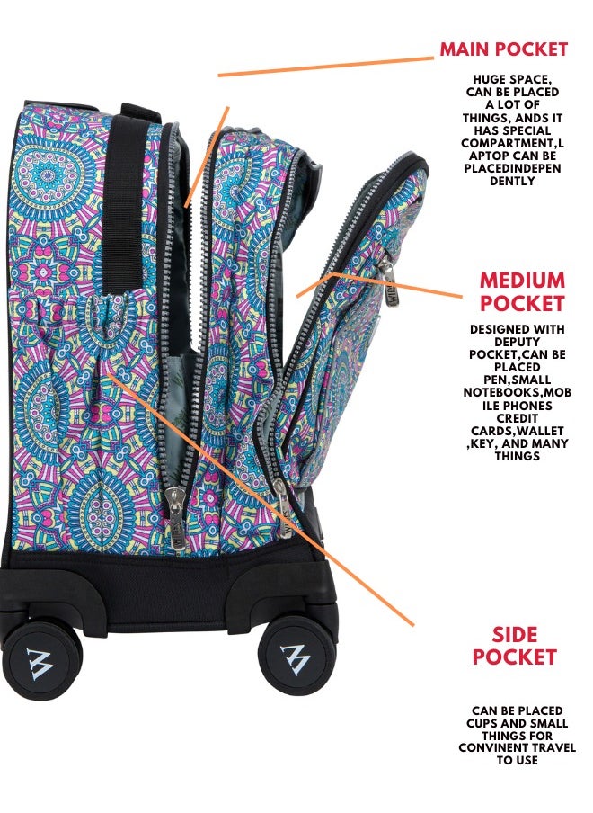 Wires 3 Piece Kids School Trolley Bag laptop compartment 8 Wheels With Lunch bag & Pencil Case  - Image 4