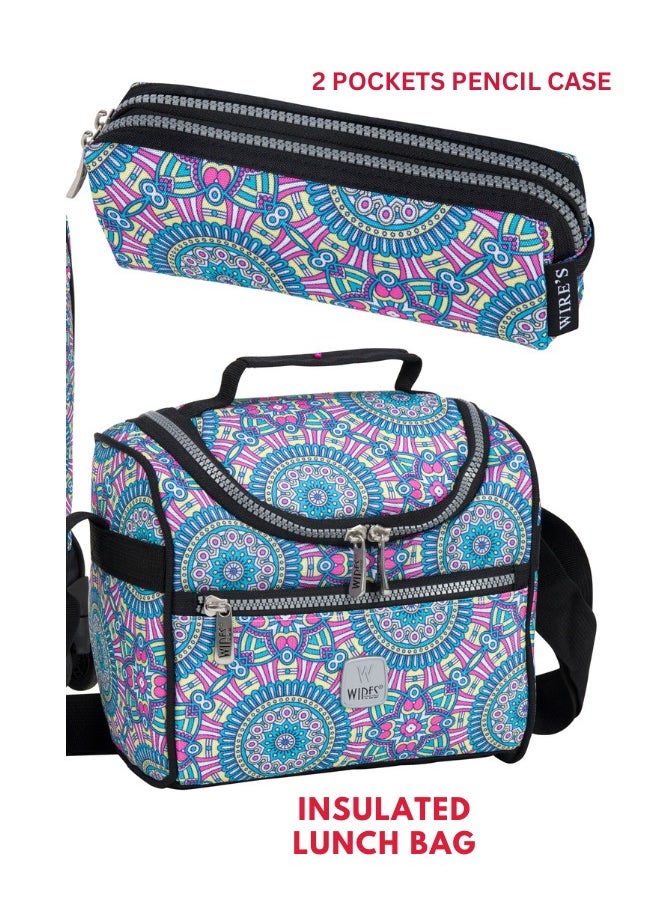 Wires 3 Piece Kids School Trolley Bag laptop compartment 8 Wheels With Lunch bag & Pencil Case  - Image 5