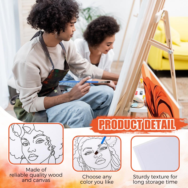 Sherr 96 Pcs 12 Sets Pre Drawn Canvas Kit for Painting Craft Sip and Paint Kit for Adults Pre Printed Canvas Painting Favor for DIY Birthday Gifts Adult's Date Party, 8 x 10 Inches(Lady) - Image 3