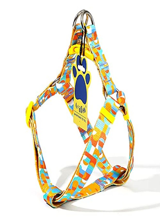 A+a Pets' Step in Harness for Dogs Cats Puppies in Soft Nylon Waterproof Material (Tetris Design, Small, Yellow) - Image 1