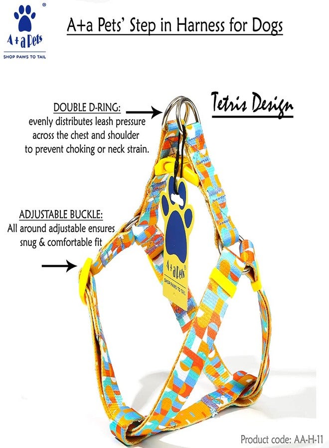 A+a Pets' Step in Harness for Dogs Cats Puppies in Soft Nylon Waterproof Material (Tetris Design, Small, Yellow) - Image 2
