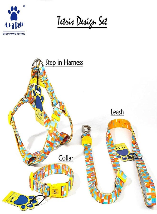 A+a Pets' Step in Harness for Dogs Cats Puppies in Soft Nylon Waterproof Material (Tetris Design, Small, Yellow) - Image 5