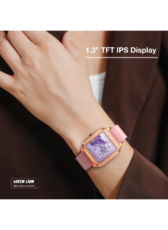 GREEN LION Hilux Smart Watch with 1.3" TFT IPS Display / 2-4 Days Usage Time / AI Voice Assistant / IP65 Waterproof / Activity Tracker / Music Player / Built-In Games / Bluetooth Calls / Health Monitoring / Sports Modes - Pink & Silicone/PU Strap - Image 2