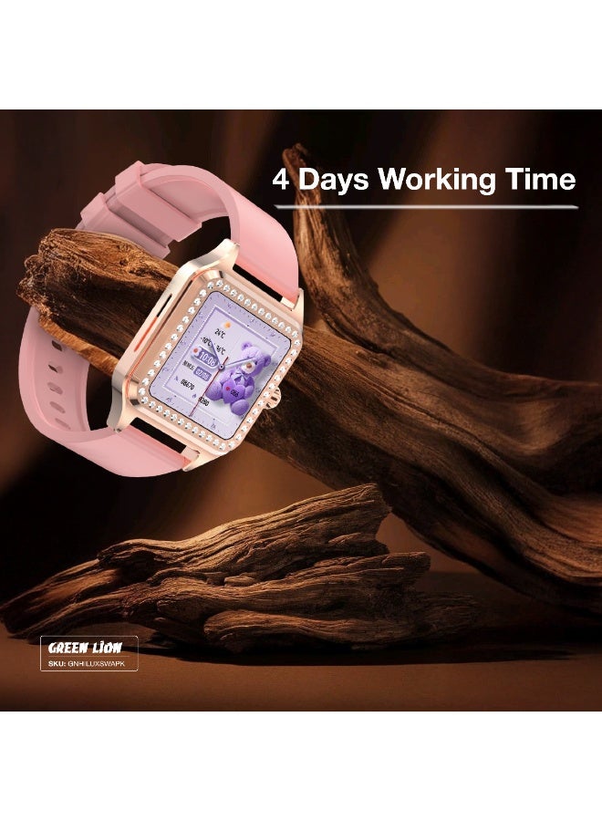 GREEN LION Hilux Smart Watch with 1.3" TFT IPS Display / 2-4 Days Usage Time / AI Voice Assistant / IP65 Waterproof / Activity Tracker / Music Player / Built-In Games / Bluetooth Calls / Health Monitoring / Sports Modes - Pink & Silicone/PU Strap - Image 3