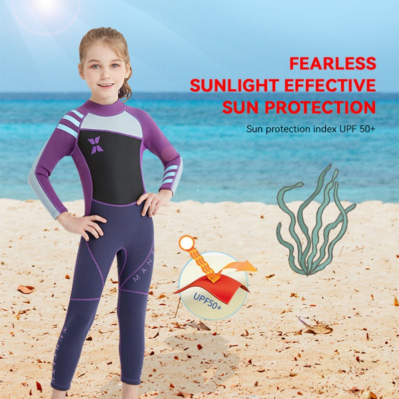 DIVE & SAIL Kids Neoprene Swimsuit: Black L Size - Circulation Lock Temperature Design, Back Open Zipper With Extra-Long Pull Cord, High Adhesion Sticker for Water Sports & Swimming Activities - Image 3