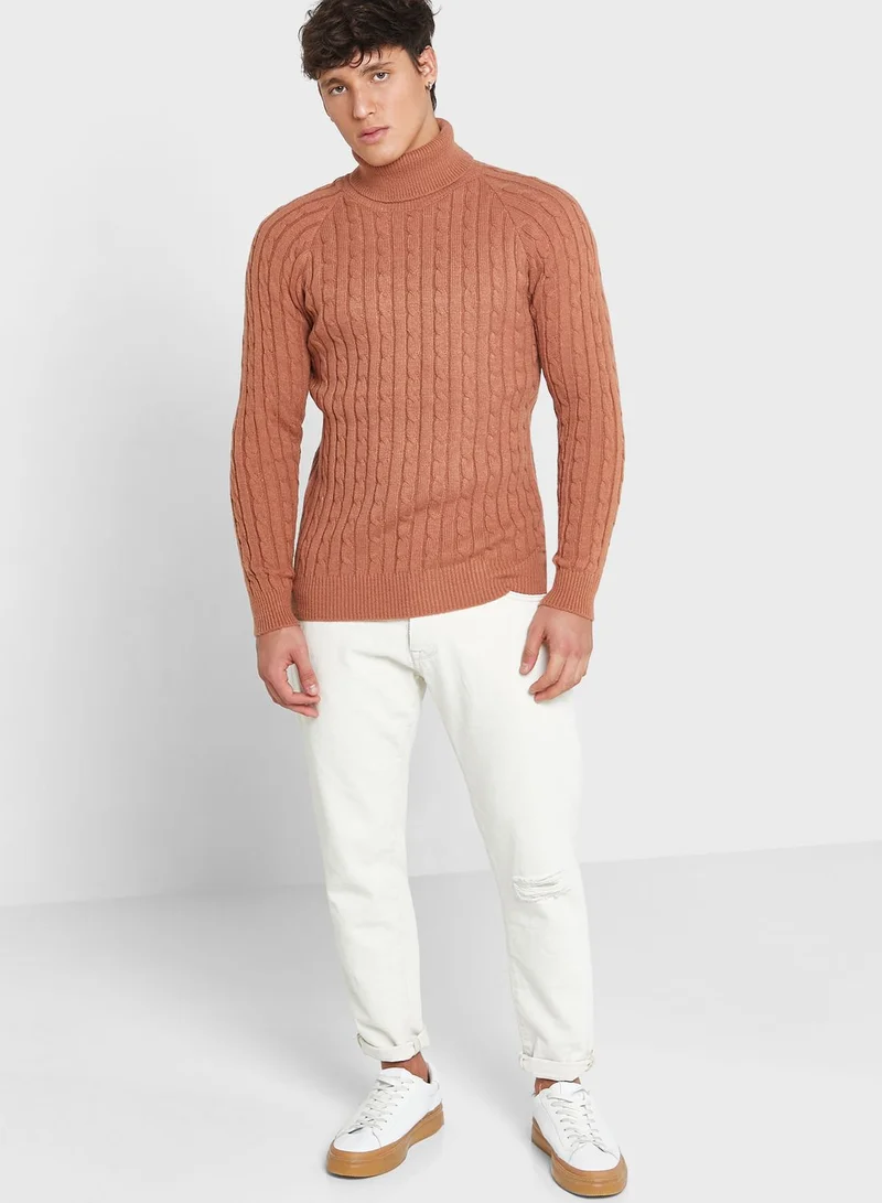 Seventy Five Cable Knit Roll Neck