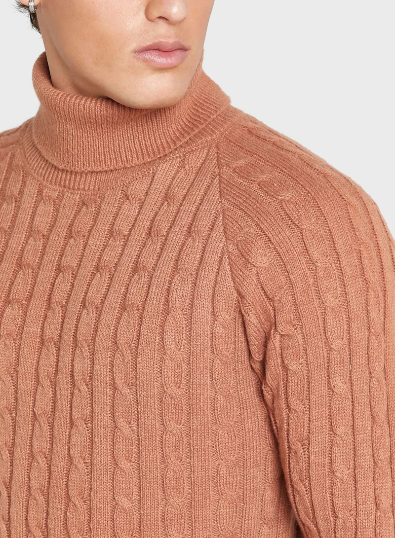 Seventy Five Cable Knit Roll Neck
