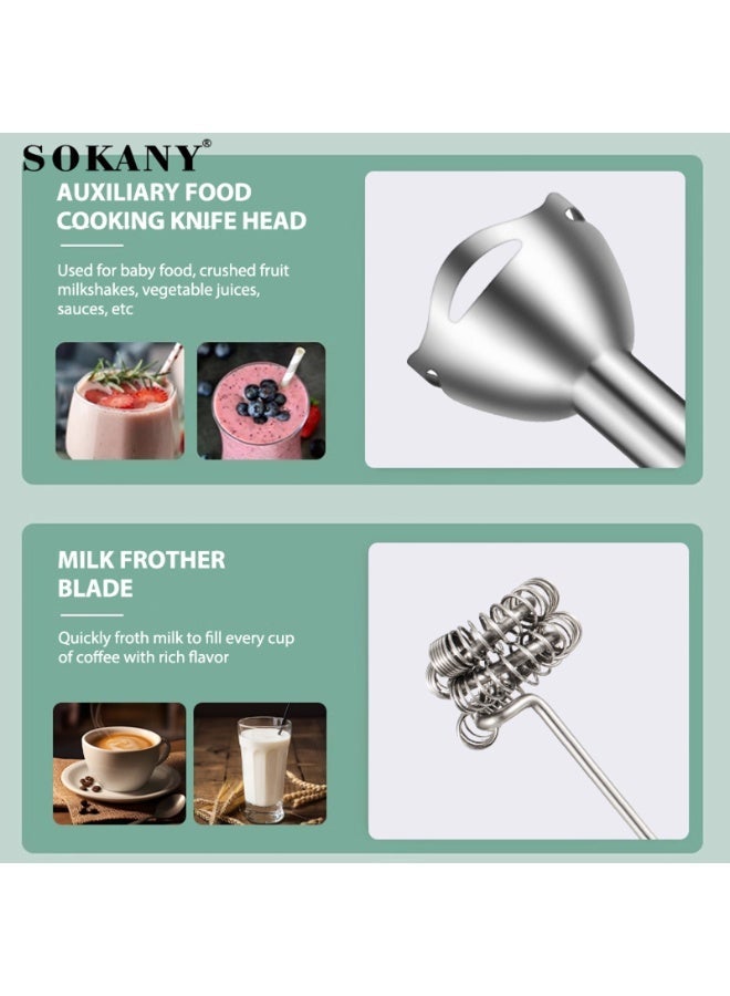 sokany 5in1 Hand Blender,1200W, 700ml Beaker, 500ml Chopping Bowl Stainless Steel Blades Anti-Slip, Perfect for Blending, Chopping, Whisking, Black and Silvery - Image 3