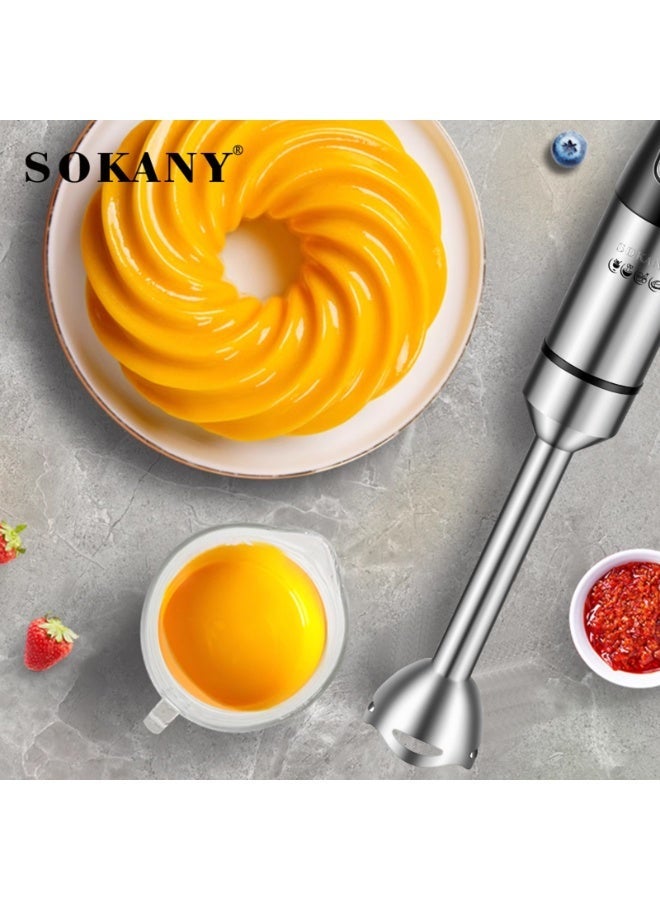 sokany 5in1 Hand Blender,1200W, 700ml Beaker, 500ml Chopping Bowl Stainless Steel Blades Anti-Slip, Perfect for Blending, Chopping, Whisking, Black and Silvery - Image 4