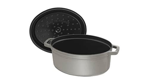 staub La Cocotte Oval 40509-320 Pico Cocotte Oval Gray 12.2 inches (31 cm) Large Two-Handed Cast Enameled Pot, Induction Compatible - Image 2