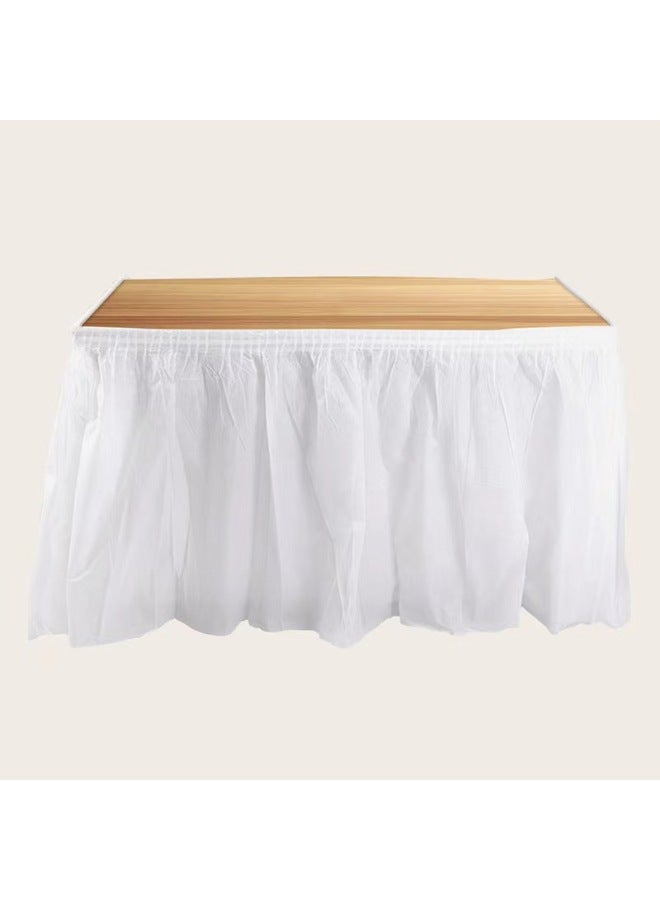 Thickened Waterproof Disposable Tablecloth For Birthday Party Wedding Celebration Reception Decorative Table Skirt-Color:White-Specifications:Table Skirt 420*70  - Image 1