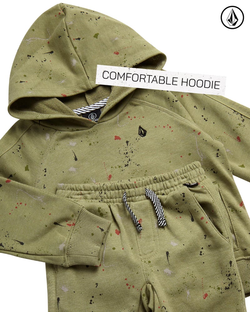 Volcom Infant Toddler Baby Boys Joggers Set - 2 Piece Fleece Pullover Hoodie and Jogger Pants Activewear Set (Sizes: 12M-7), Size 2T, Olive Green - Image 3