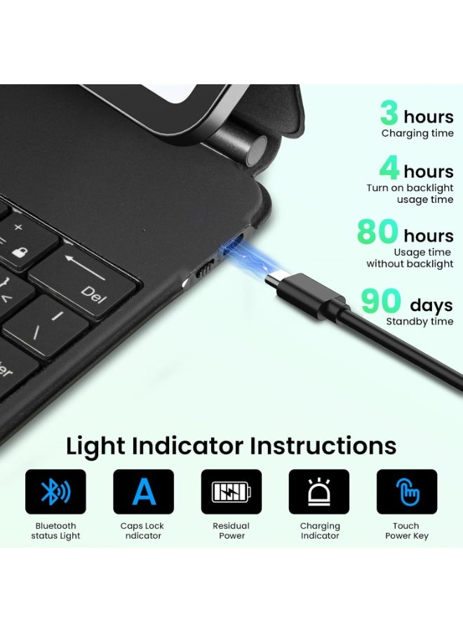 أوتشوانغ حافظة مغناطيسية بلوحة مفاتيح عربية لسامسونج جالكسي تاب S10+/S9+ بلس/S9 FE+ بلس/S8+ بلس/S7 FE/S7+ بلس، سامسونج تاب 12.4 انش، لوحة تحكم باللمس دقيقة، اضاءة خلفية 7 الوان، اسود - Image 4