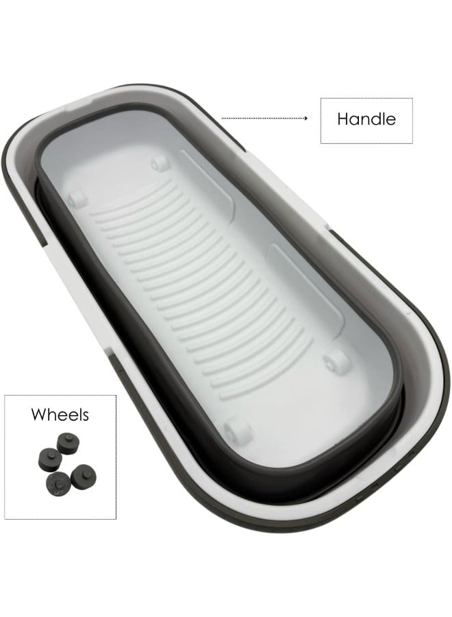 Collapsible Wash Basin, Plastic+TPR Buckets, Portable and Space Saving, Multi-Function Use, Large and High Capacity (Large Grey)  - Image 3