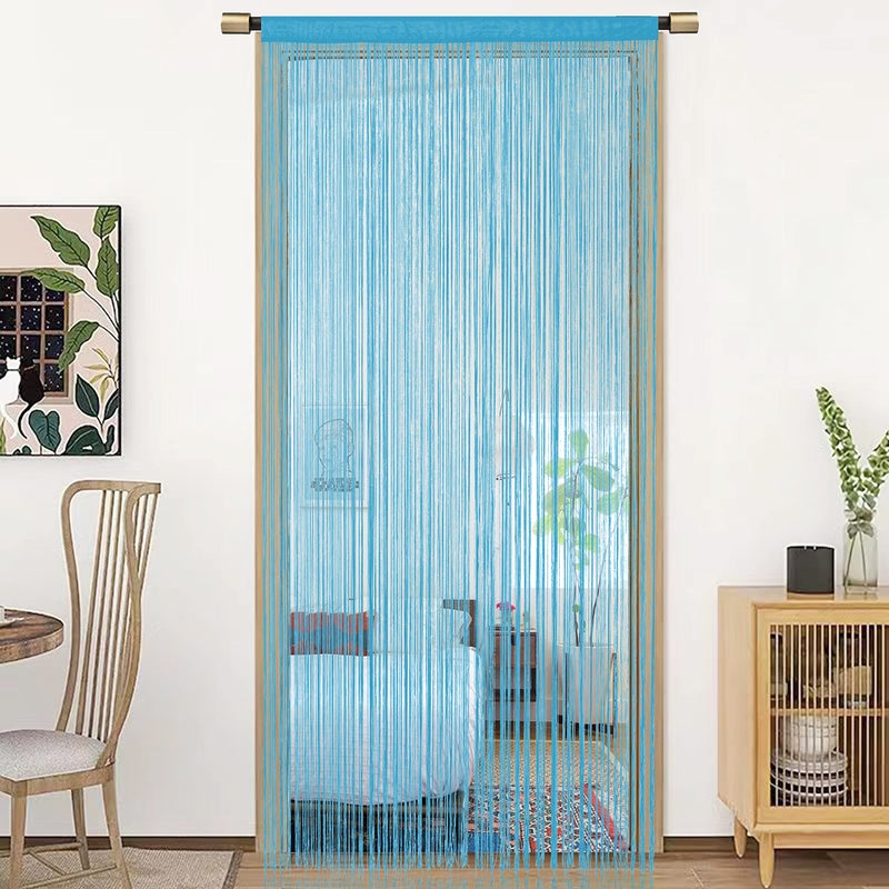 HSYLYM Spaghetti String Curtains for Doorways Privacy Door Frame Tassel Hippy Wall Kitchen Hallway Boho Fringe Curtain Hanging Door Room Dividers Decor 1 Panel(39?79in/100?200cm Teal Blue) - Image 1