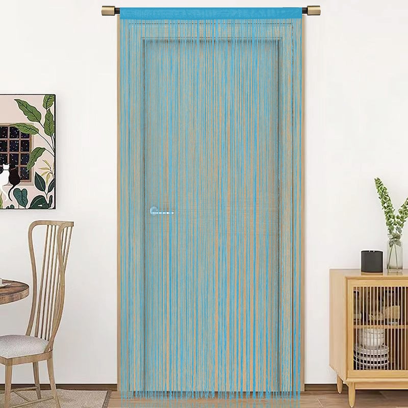 HSYLYM Spaghetti String Curtains for Doorways Privacy Door Frame Tassel Hippy Wall Kitchen Hallway Boho Fringe Curtain Hanging Door Room Dividers Decor 1 Panel(39?79in/100?200cm Teal Blue) - Image 2