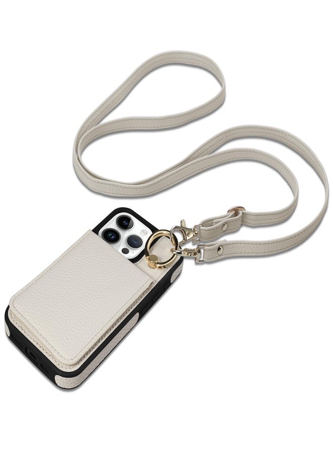 Keallce Case for iPhone 15 Pro 6.1'', Detachable Crossbody Wallet Case with RFID Blocking Card Slots, 360?Stand Ring, Flip Leather Protective Cover Lanyard Shoulder Strap Women for iPhone 15 Pro Beige - Image 1
